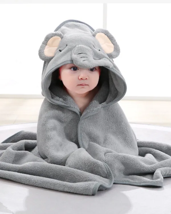 Cape de bain bebe elephant gris 0 3 ans 1jpg