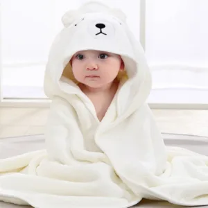 Cape De Bain Bébé Ours Blanc