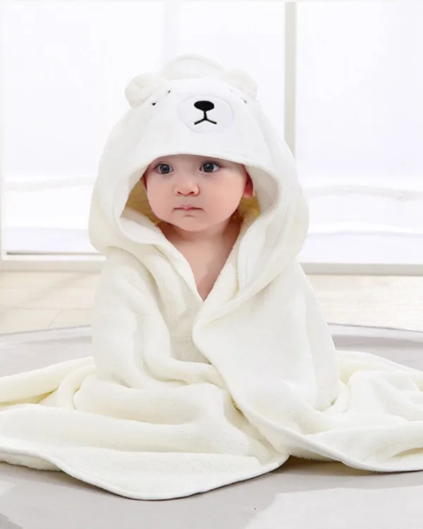 Cape de bain bebe ours blanc 0 3 ans 1jpg