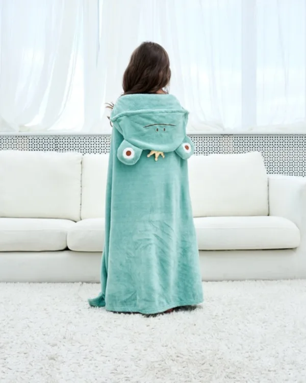 Cape De Bain Enfant Grenouille Bleu