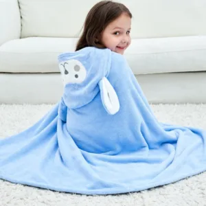 Cape De Bain Enfant Lama Bleu