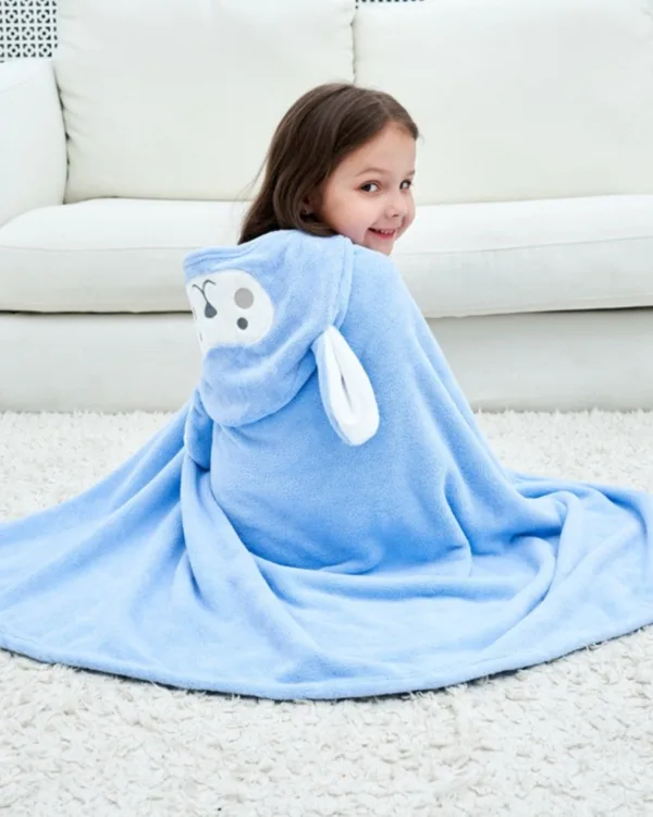 Cape De Bain Enfant Lama Bleu