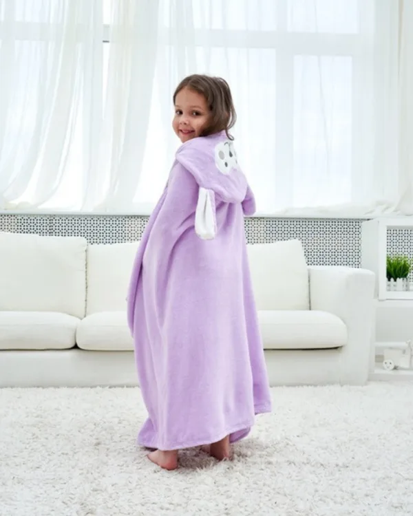 Cape de bain enfant lama violet pour enfant 2 6 ans 1jpg