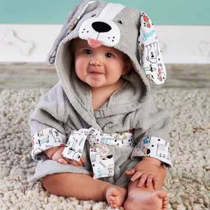 Peignoir Bébé Chien Gris En Coton