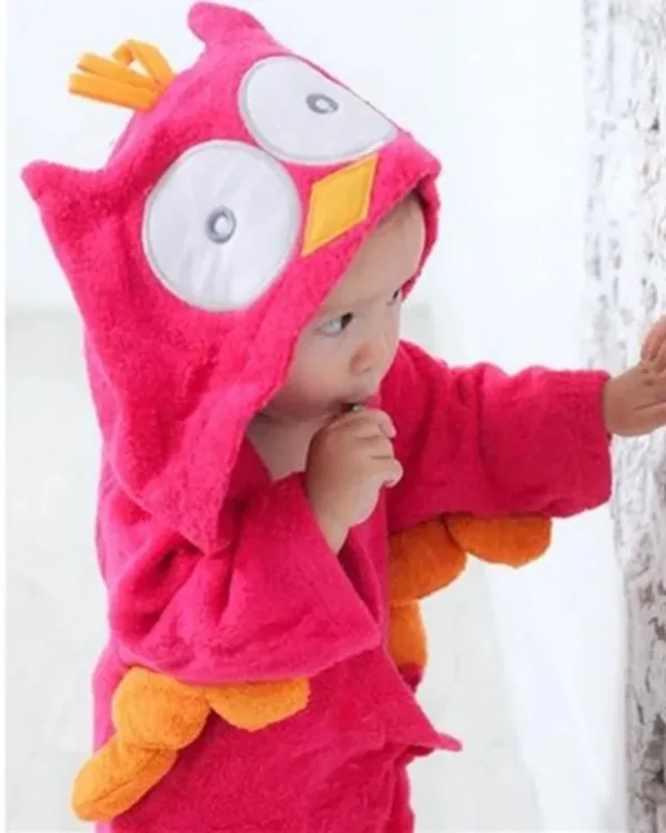 Peignoir Bébé Hibou Rouge Marine