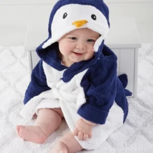 Peignoir Bébé Pingouin Bleu Marine