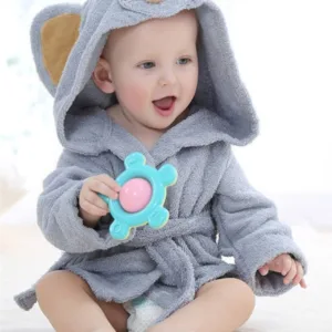 Peignoir Bébé Souris Grise En Coton