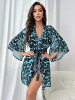 Kimono Femme Léopard Turquoise.webp