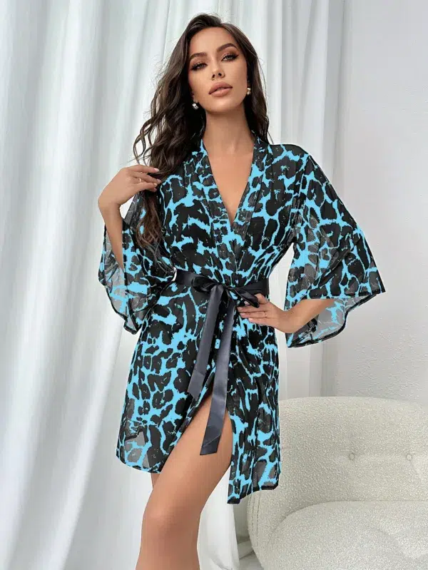 Kimono Femme Léopard Turquoise.webp