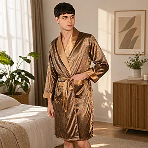 Peignoir homme satin motif