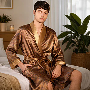Peignoir homme satin motif
